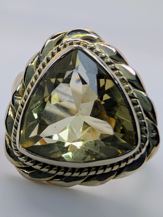 Jewelry - Trillion Cut Lemon Quartz S925 Sterling Silver Gemstone Ring Size 7 1/4